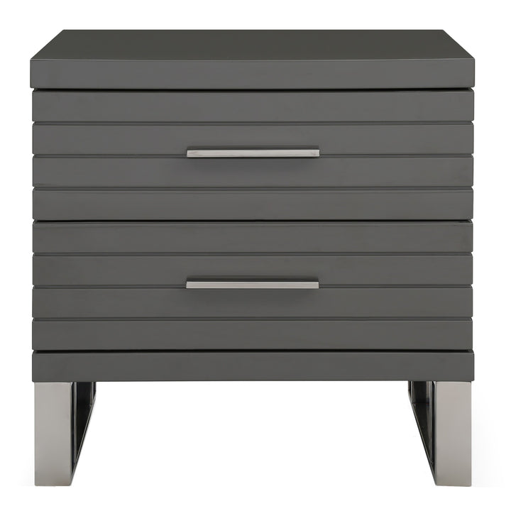 Splendor  Grey High Gloss Slatted Nightstand