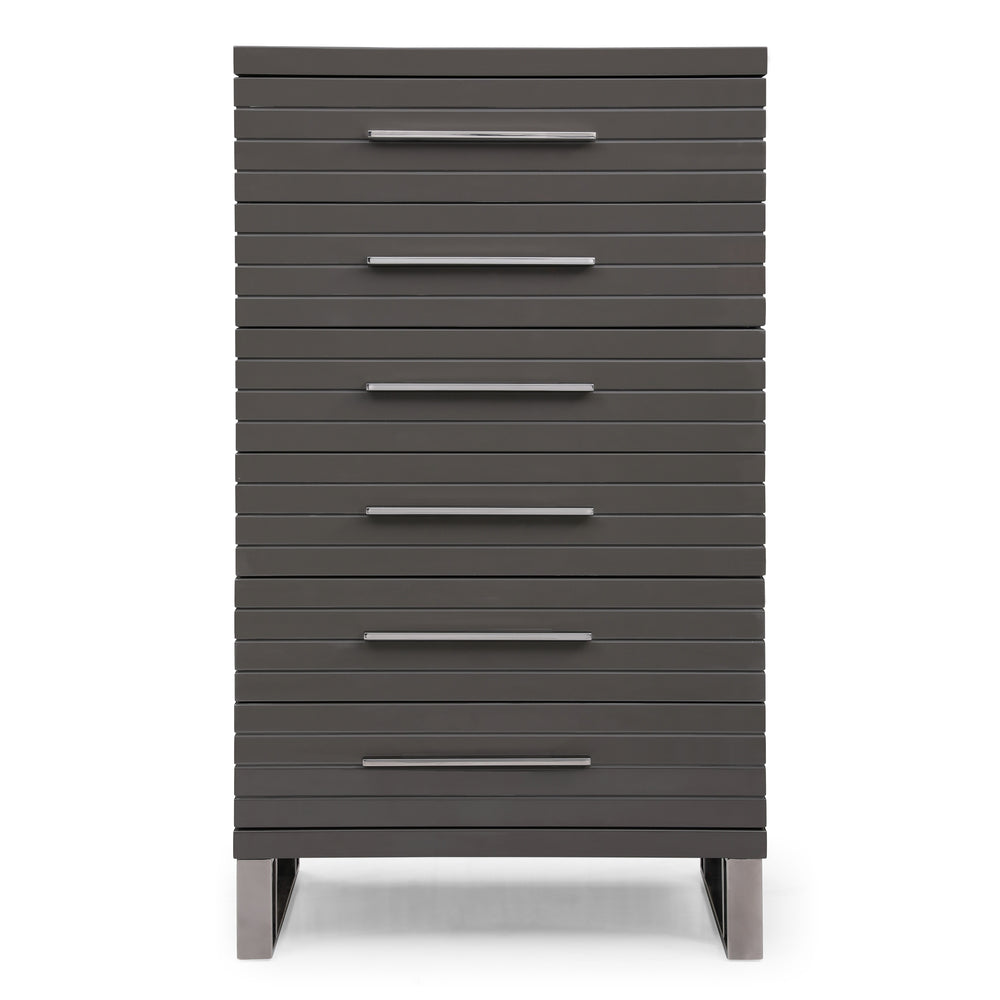 Splendor - Grey High Gloss Slatted Chest