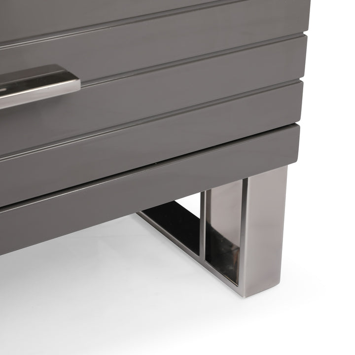 Splendor - Grey High Gloss Slatted Chest