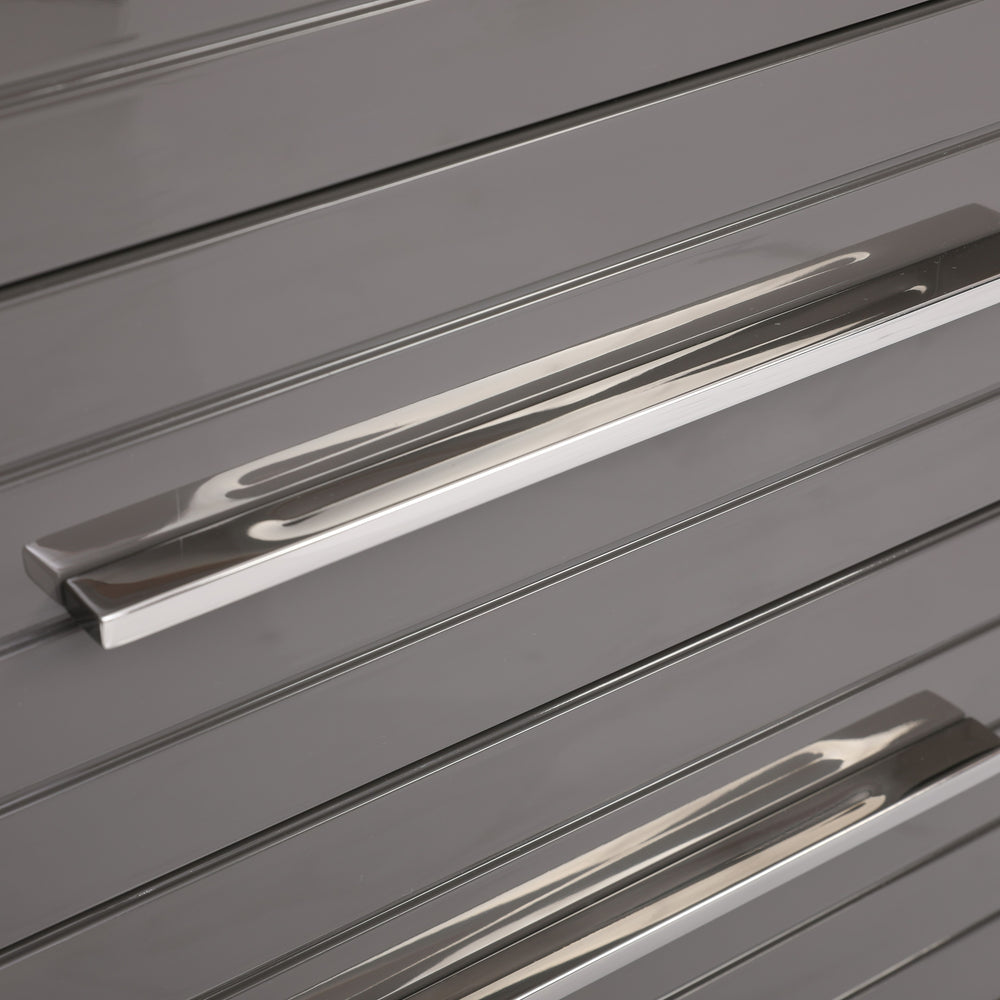 Splendor - Grey High Gloss Slatted Chest
