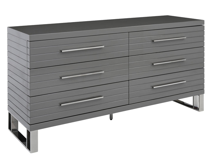 Splendor - Grey High Gloss Slatted Dresser