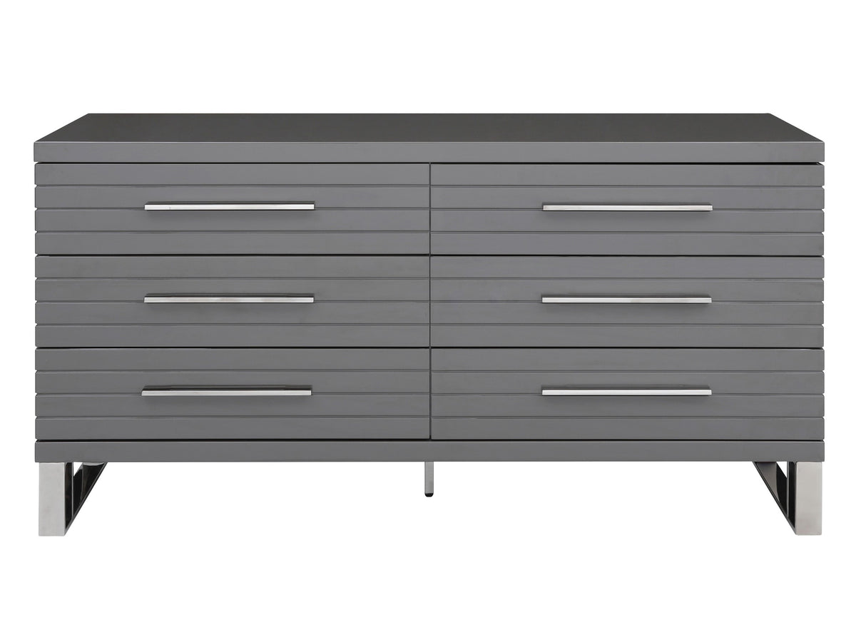 Splendor - Grey High Gloss Slatted Dresser