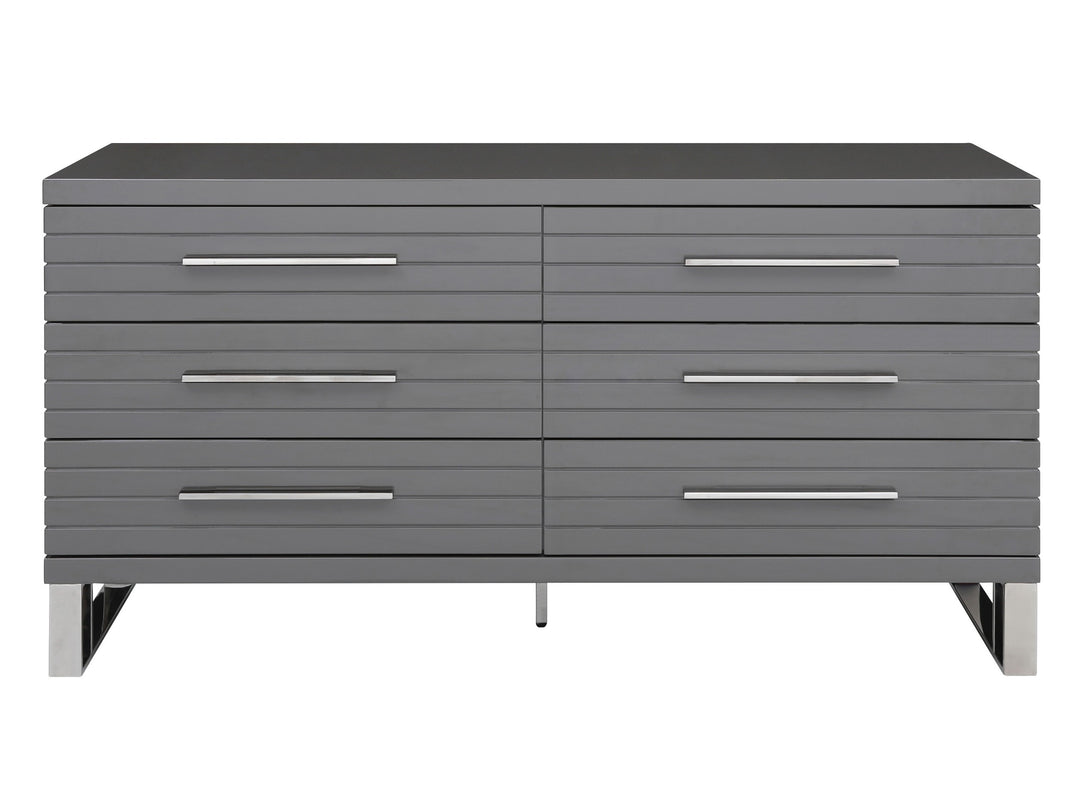 Splendor - Grey High Gloss Slatted Dresser