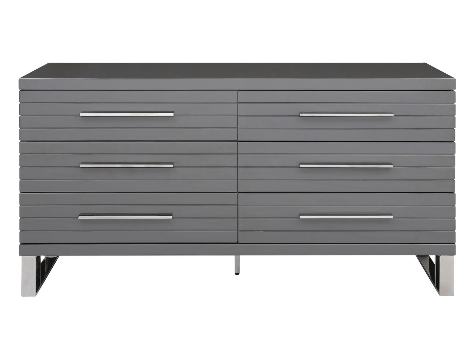 Splendor - Grey High Gloss Slatted Dresser