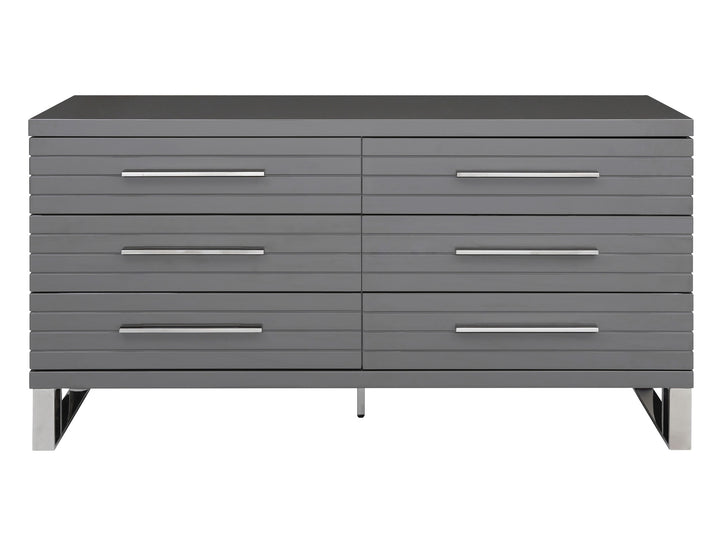 Splendor - Grey High Gloss Slatted Dresser