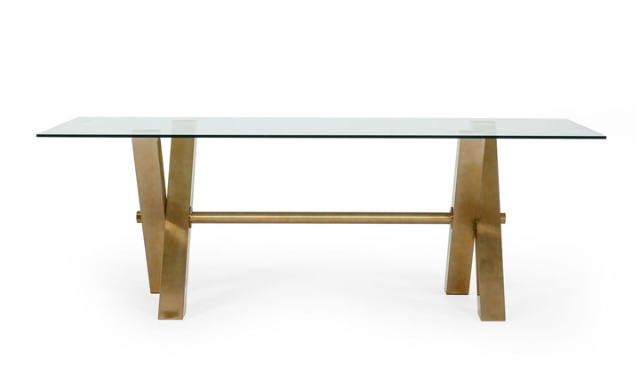 Dandy - Modern Golden &amp; Glass Dining Table