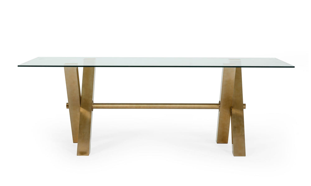 Dandy - Modern Golden & Glass Dining Table - View 9