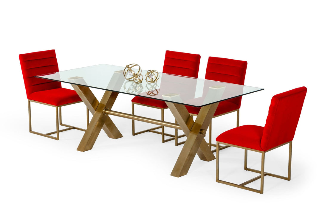 Dandy - Modern Golden & Glass Dining Table