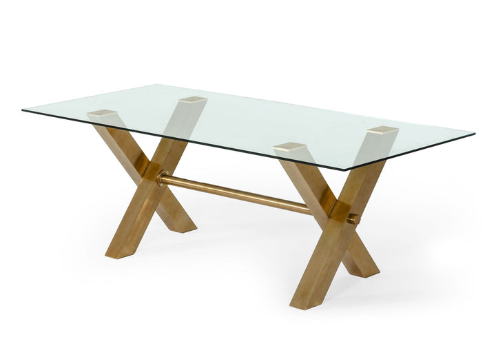 Dandy - Modern Golden &amp; Glass Dining Table