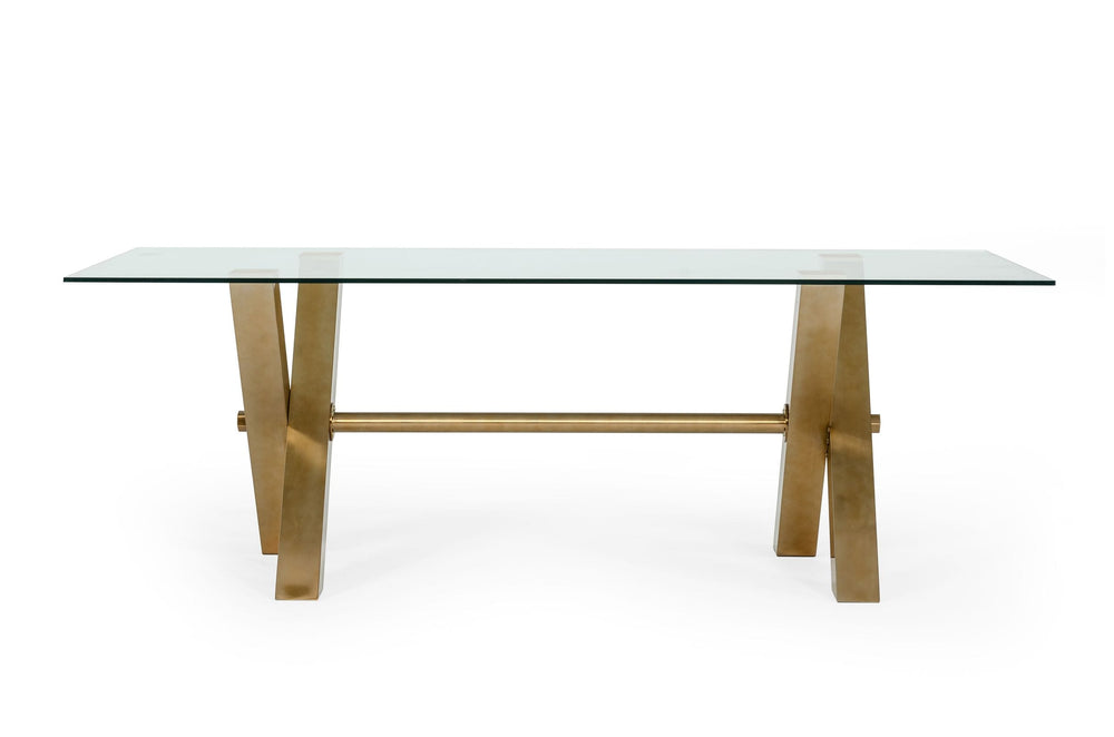 Dandy - Modern Golden  and  15mm Glass Dining Table