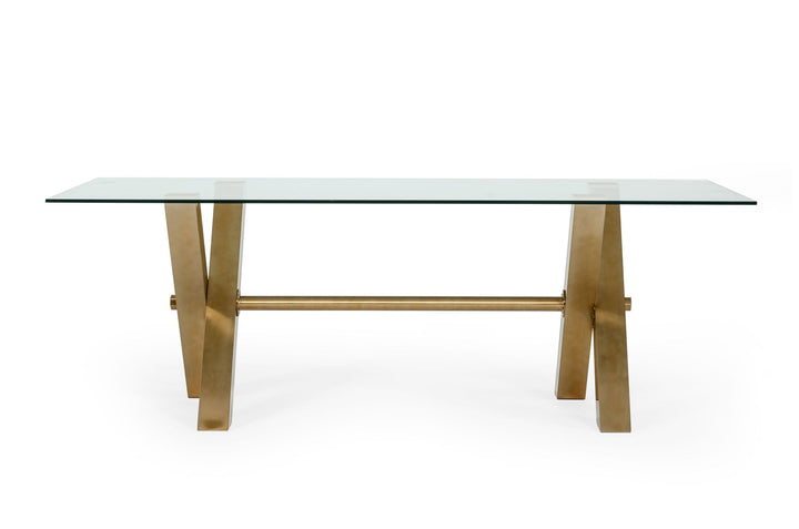 Dandy - Modern Golden &amp; 15mm Glass Dining Table
