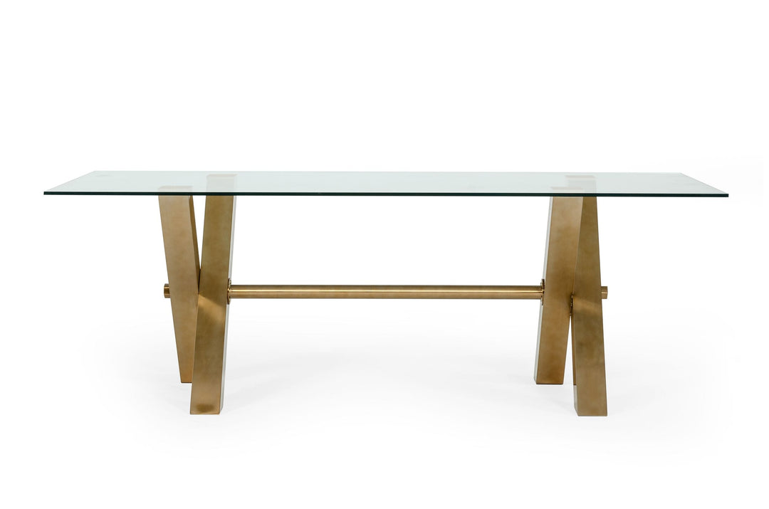 Dandy - Modern Golden & Glass Dining Table