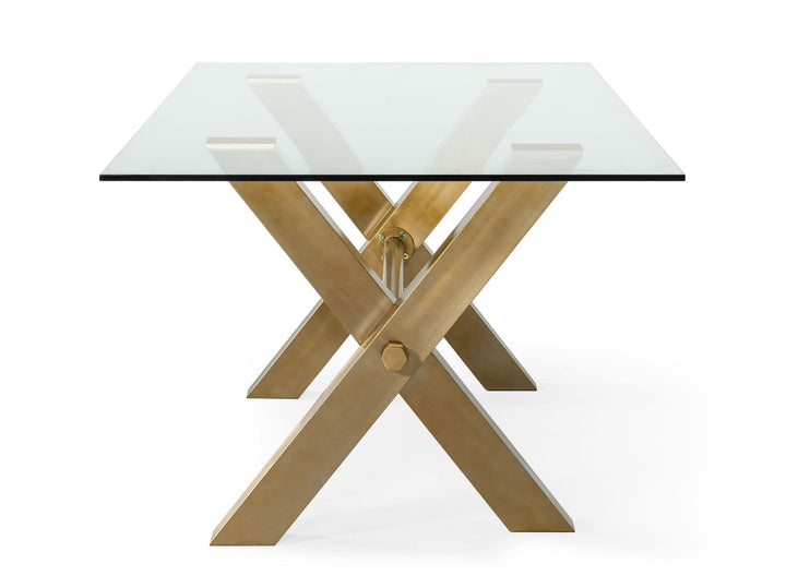 Dandy - Modern Golden &amp; Glass Dining Table