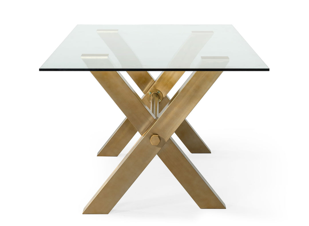 Dandy - Modern Golden & Glass Dining Table