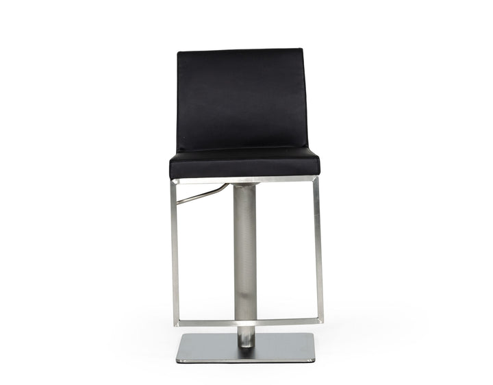 Folsum - Modern Black &amp; Brushed Stainless Steel Adjustable Bar Stool