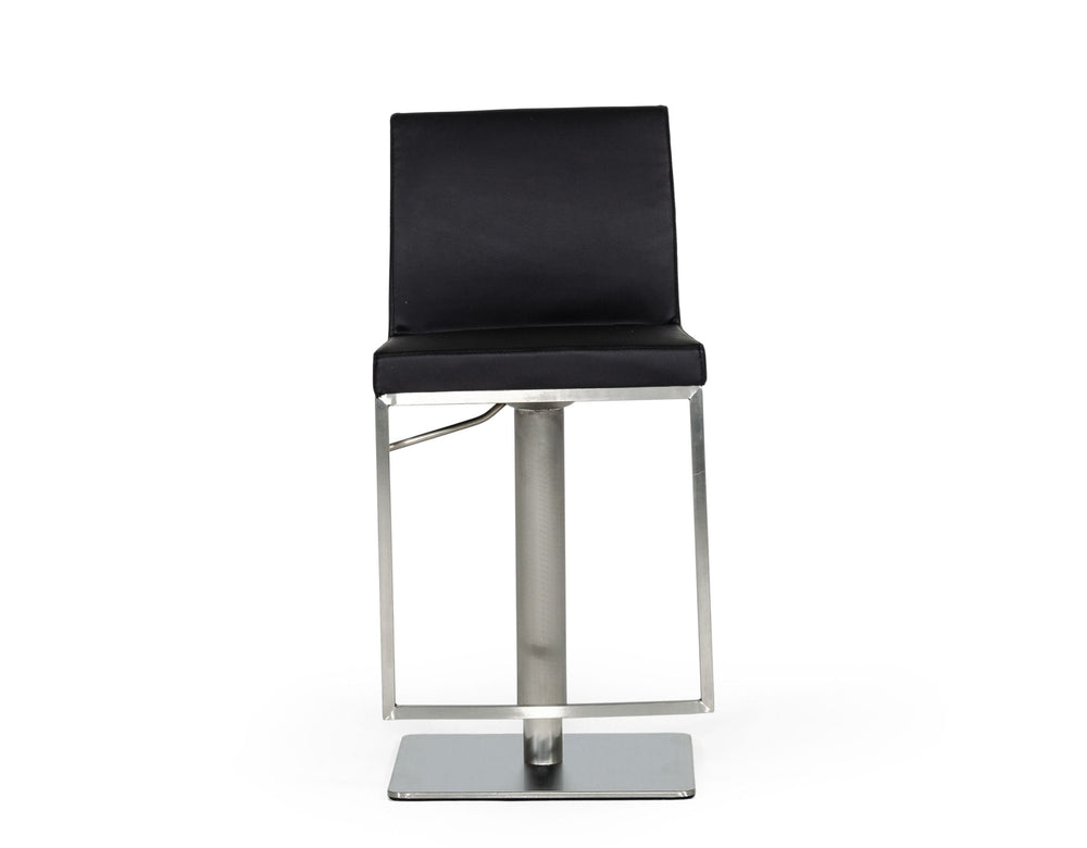 Folsum - Modern Black & Brushed Stainless Steel Adjustable Bar Stool