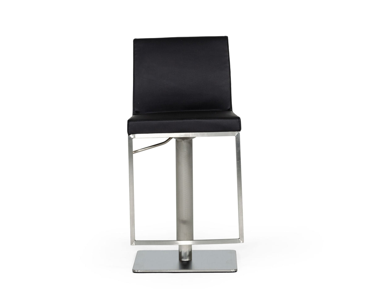 Folsum - Modern Black & Brushed Stainless Steel Adjustable Bar Stool