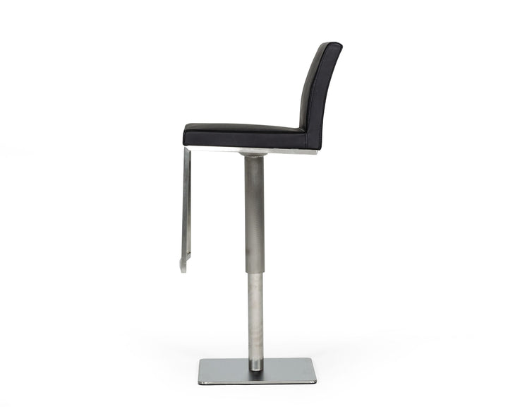 Folsum - Modern Black &amp; Brushed Stainless Steel Adjustable Bar Stool