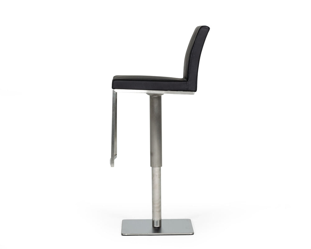 Folsum - Modern Black & Brushed Stainless Steel Adjustable Bar Stool