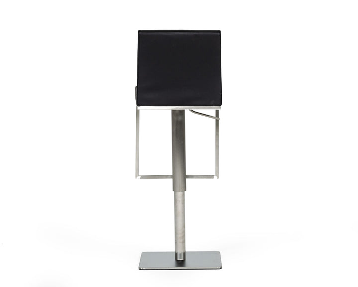 Folsum - Modern Black &amp; Brushed Stainless Steel Adjustable Bar Stool
