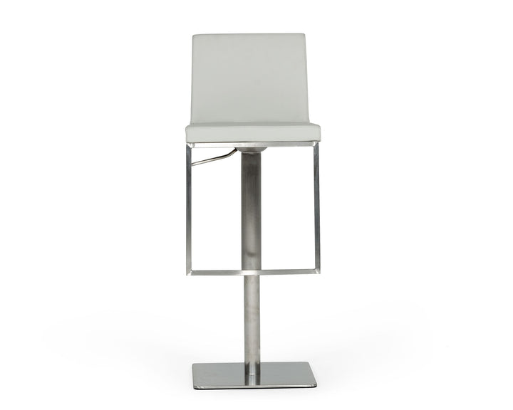 Folsum - Modern Light Grey &amp; Brushed Stainless Steel Adjustable Bar Stool