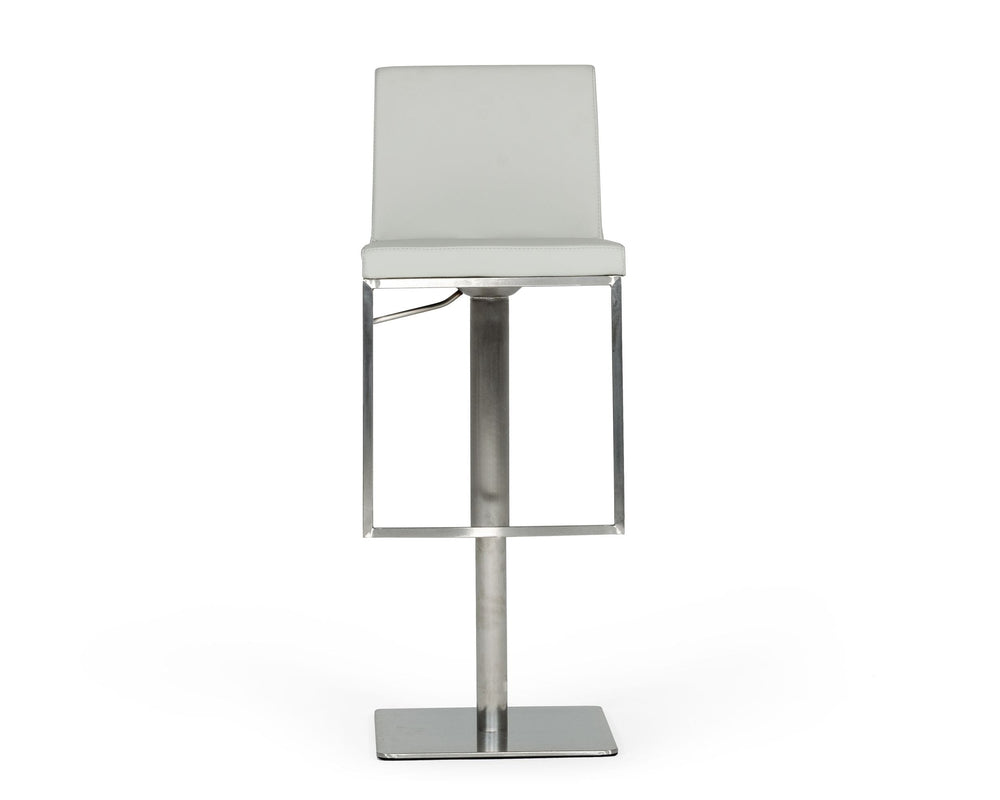Folsum - Modern Light Grey & Brushed Stainless Steel Adjustable Bar Stool