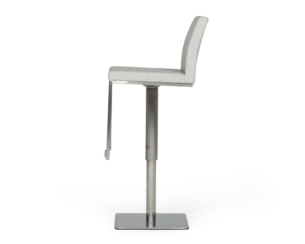 Folsum - Modern Light Grey & Brushed Stainless Steel Adjustable Bar Stool