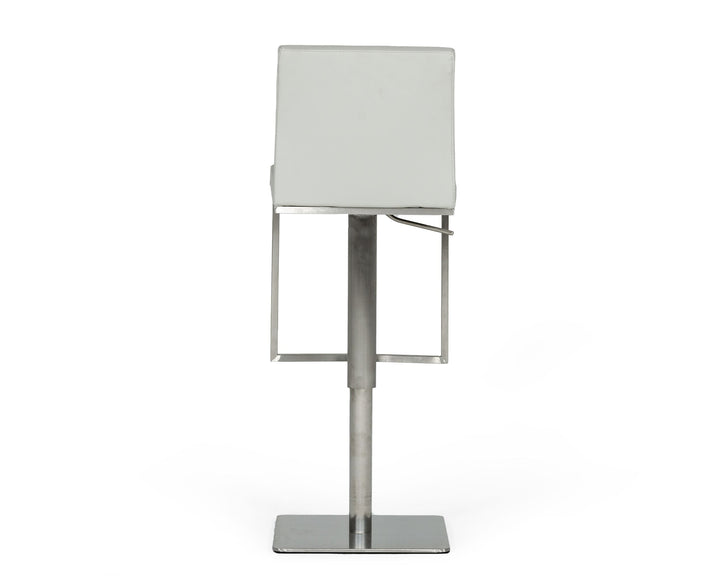 Folsum - Modern Light Grey &amp; Brushed Stainless Steel Adjustable Bar Stool
