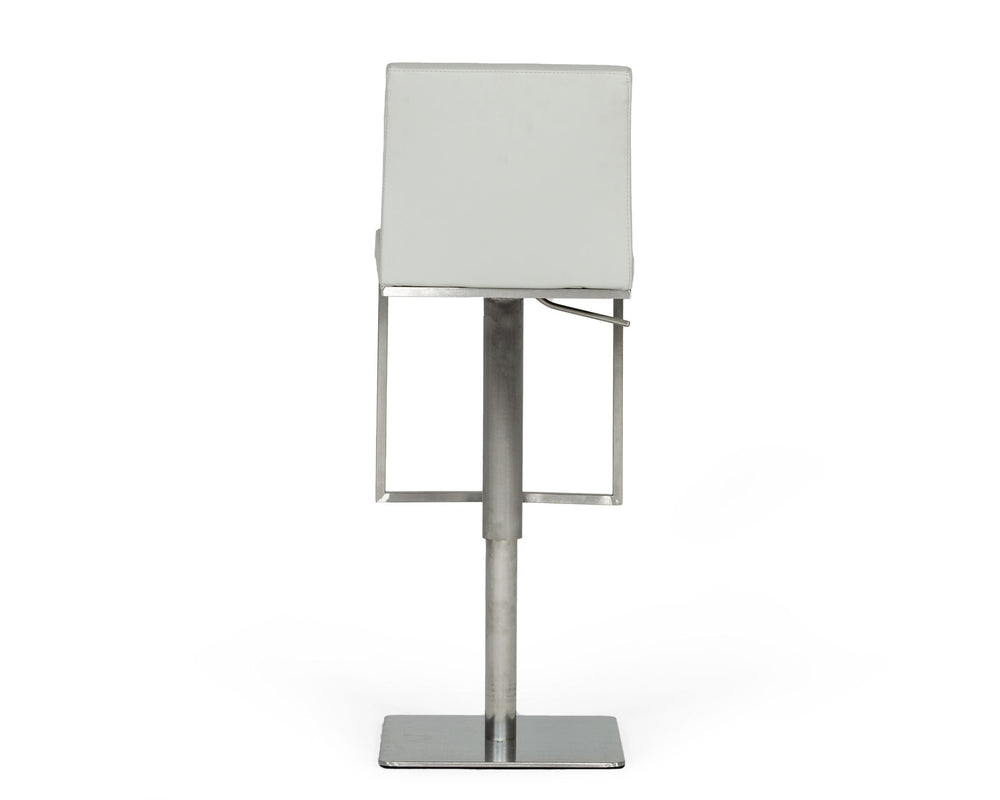 Folsum - Modern Light Grey & Brushed Stainless Steel Adjustable Bar Stool