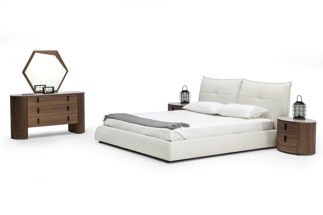 Patrick - Modern White Leather Bed