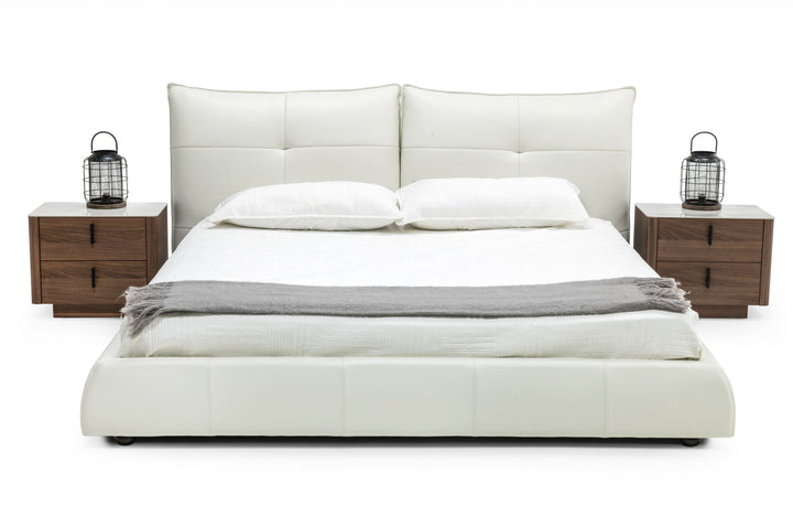 Patrick - Modern White Leather Bed