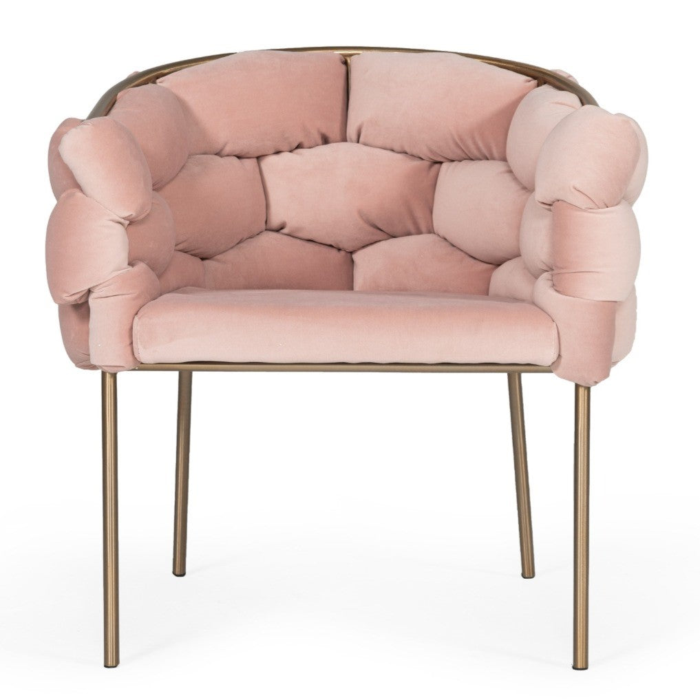 Debra  Modern Pink Fabric Dining Chair
