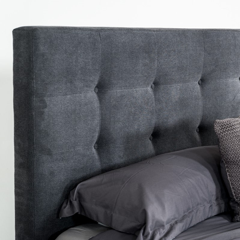 Addison Mid-Century Modern Grey Fabric & Walnut Bed