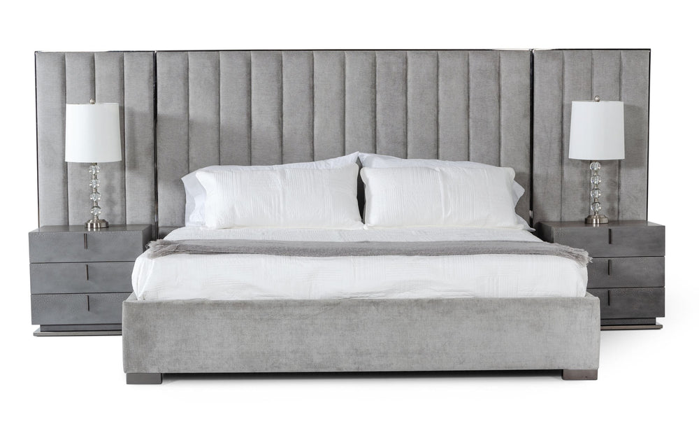 California King Buckley - Modern Grey & Black Stainless Steel Bed