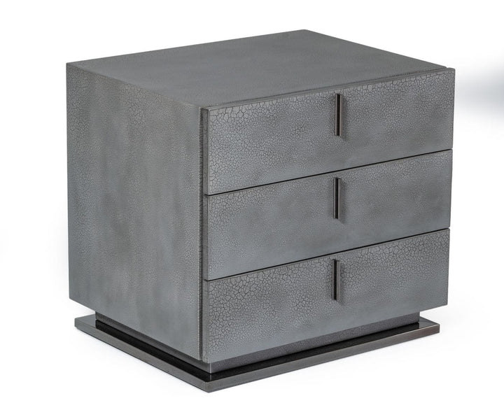 Buckley - Modern Grey &amp; Black Stainless Steel Bed w/ Nightstands