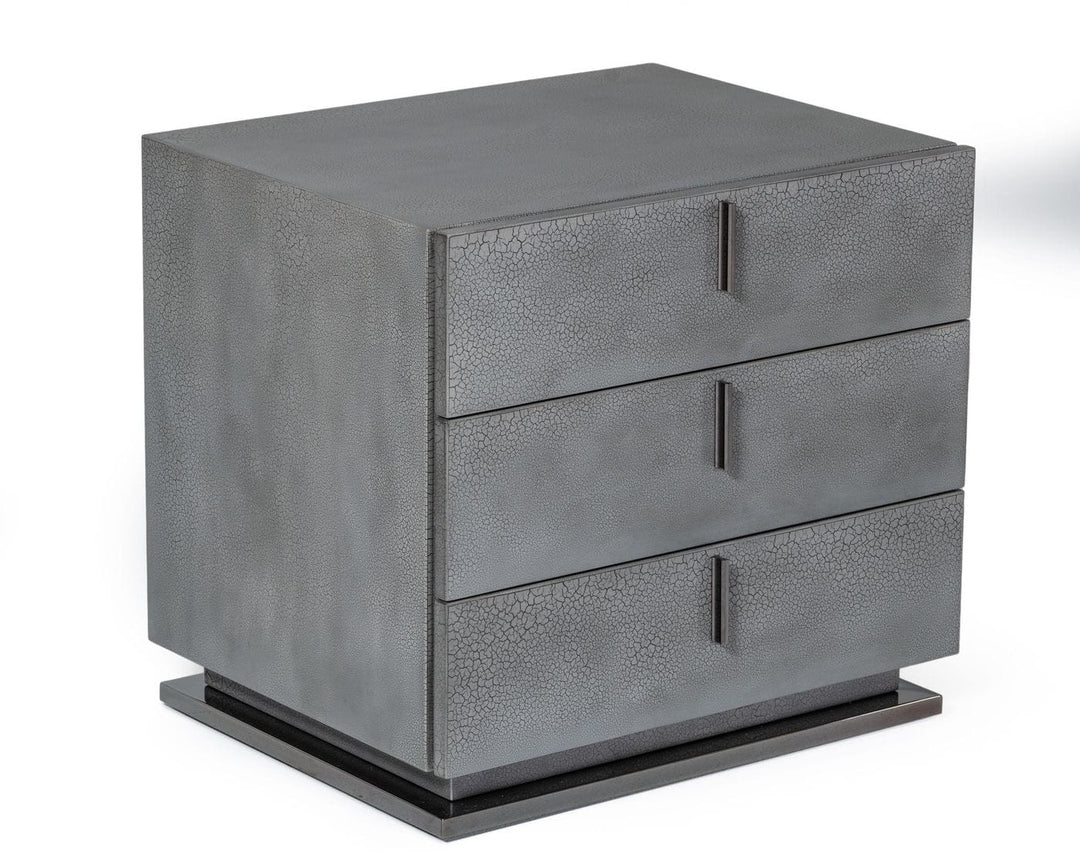 Buckley - Modern Grey & Black Stainless Steel Bed w/ Nightstands