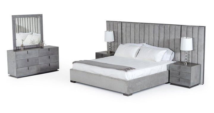Buckley - Grey &amp; Black Stainless Steel Bedroom Set