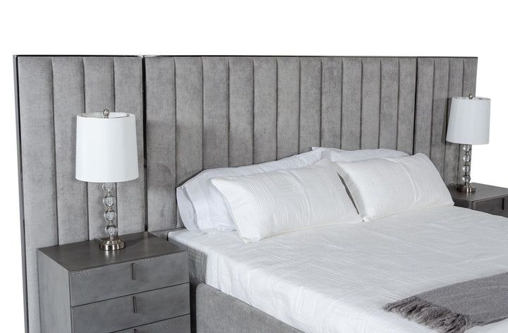 Buckley - Grey &amp; Black Stainless Steel Bedroom Set