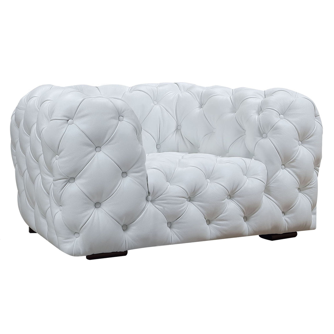 Dexter - Transitional White Full Italian Leather Lounge Chair