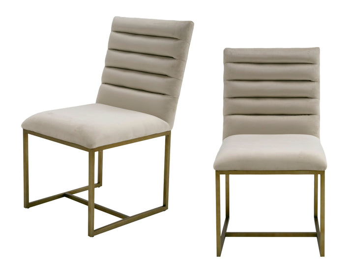 Barker  Modern Beige & Brush Gold Dining Chair (Set of 2)