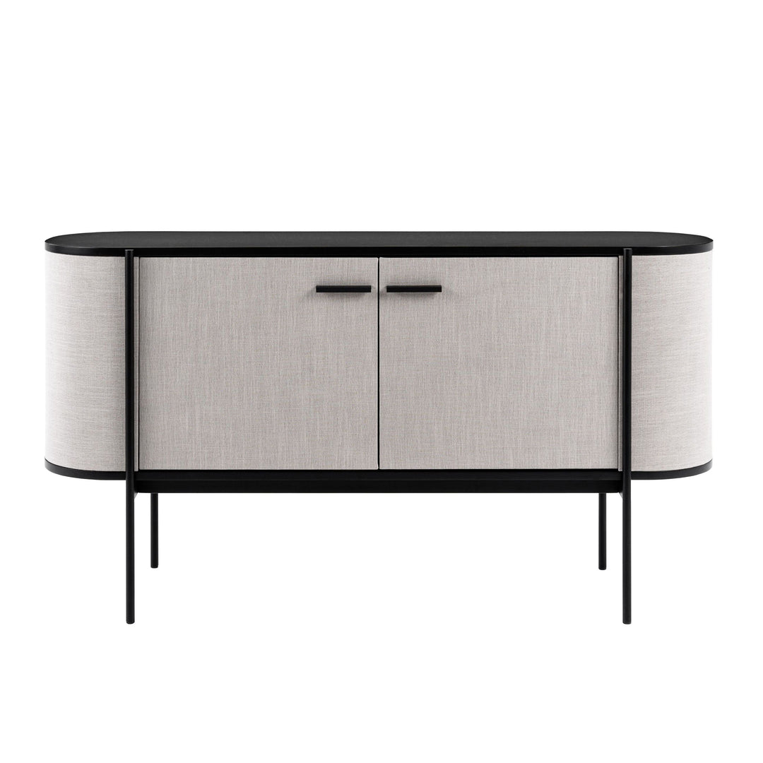 Hobart  Modern Beige Fabric & Black Metal Buffet