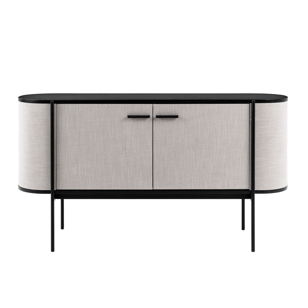 Hobart - Modern Beige Fabric & Black Metal Buffet