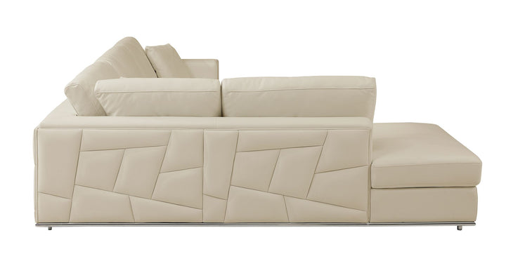 DivanItalia 998 Left Arm Facing Sectional in Top-Grain Italian Leather - Beige