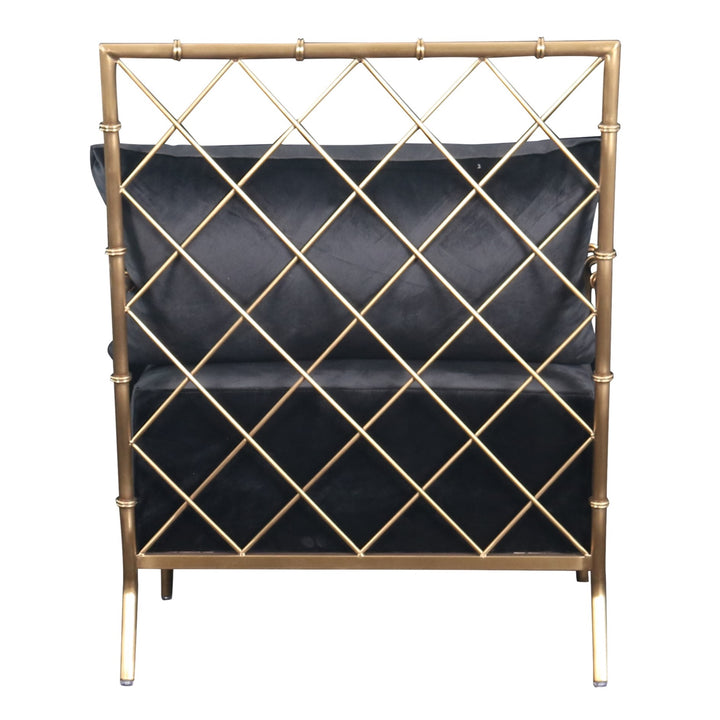 Ignacio - Glam Black Velvet &amp; Gold Accent Chair