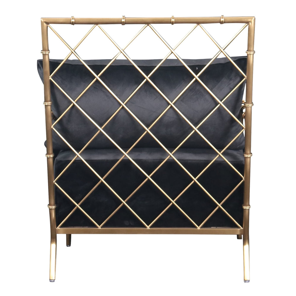 Ignacio - Glam Black Velvet & Gold Accent Chair - View 3