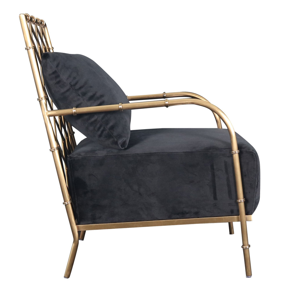 Ignacio - Glam Black Velvet & Gold Accent Chair - View 2