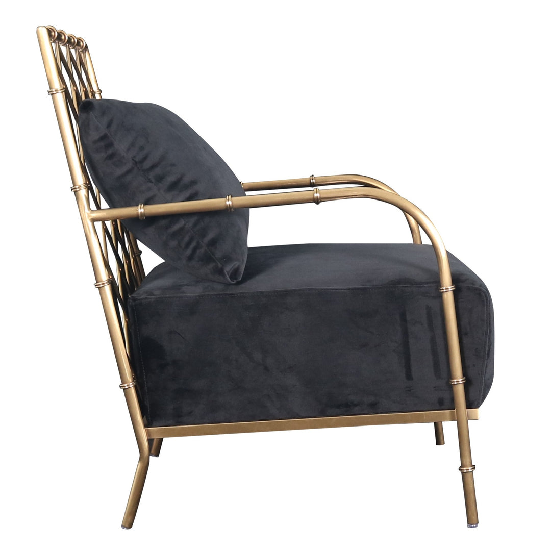 Ignacio - Glam Black Velvet & Gold Accent Chair