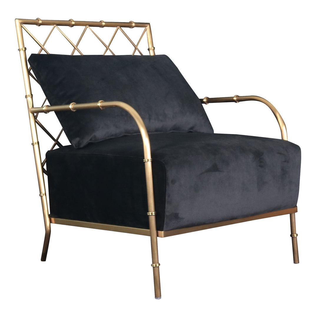 Ignacio - Glam Black Velvet & Gold Accent Chair