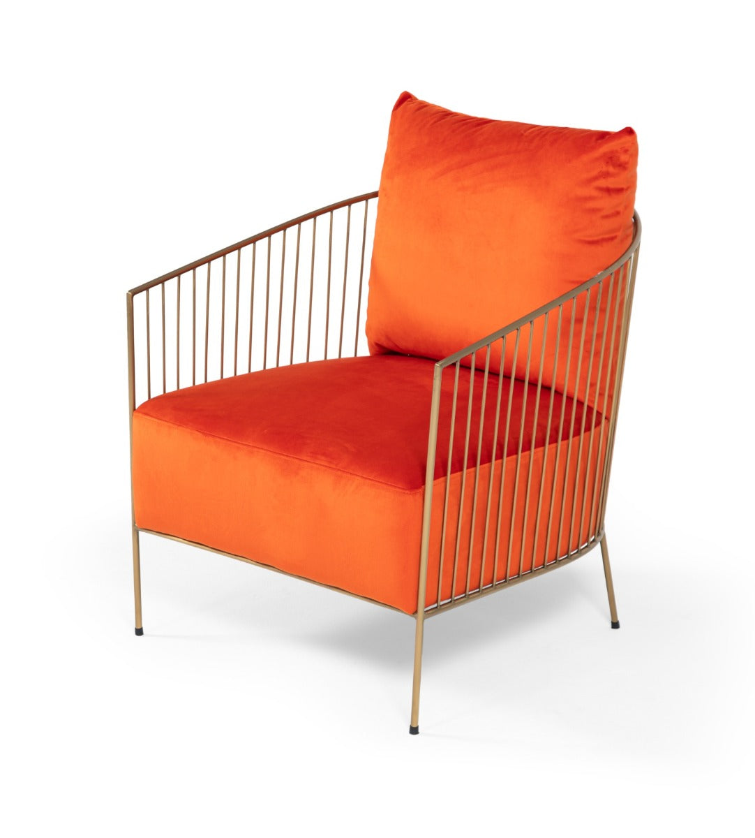 Loveland - Glam Orange Velvet Accent Chair