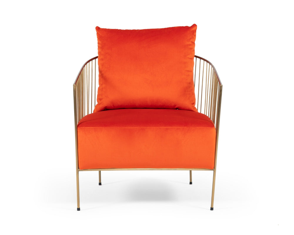 Loveland - Glam Orange Velvet Accent Chair